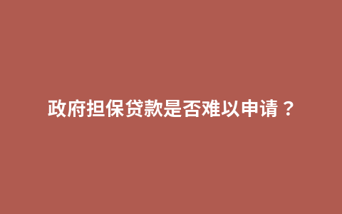 政府担保贷款是否难以申请？