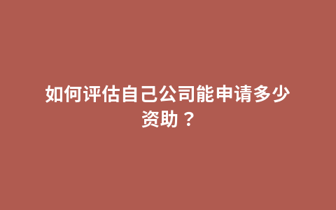 如何评估自己公司能申请多少资助？