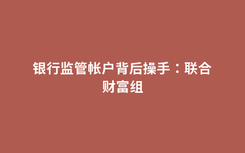 银行监管帐户背后操手：联合财富组