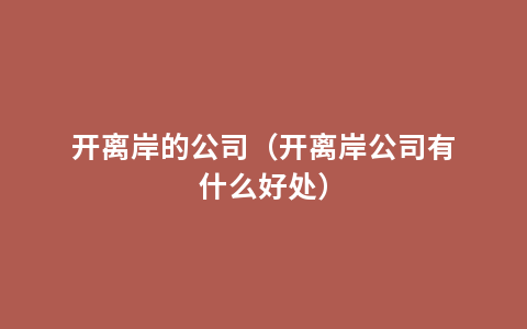 开离岸的公司（开离岸公司有什么好处）