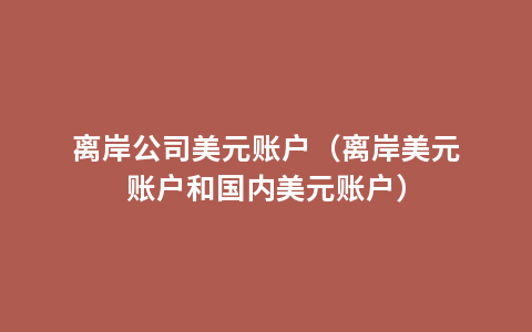 离岸公司美元账户（离岸美元账户和国内美元账户）