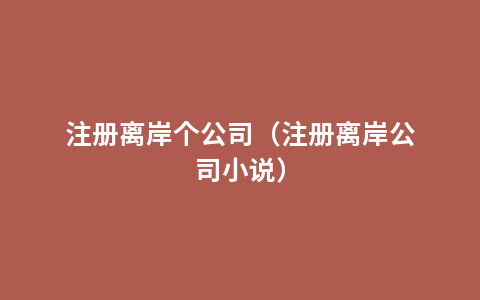 注册离岸个公司（注册离岸公司小说）