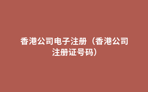 香港公司电子注册（香港公司注册证号码）