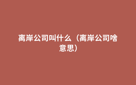 离岸公司叫什么（离岸公司啥意思）