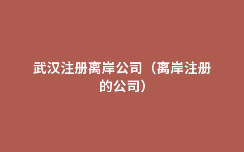 武汉注册离岸公司（离岸注册的公司）