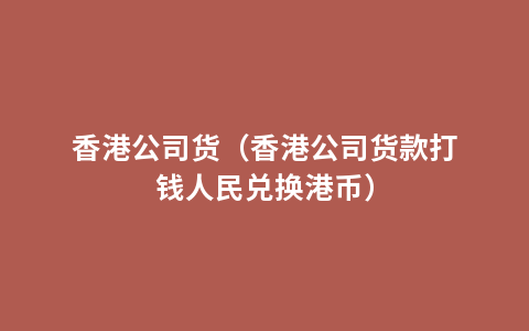 香港公司货（香港公司货款打钱人民兑换港币）