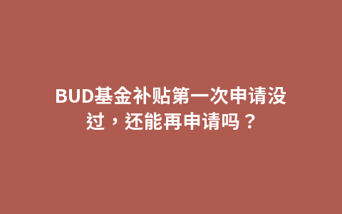 BUD基金补贴第一次申请没过，还能再申请吗？