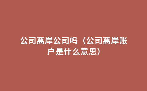 公司离岸公司吗（公司离岸账户是什么意思）