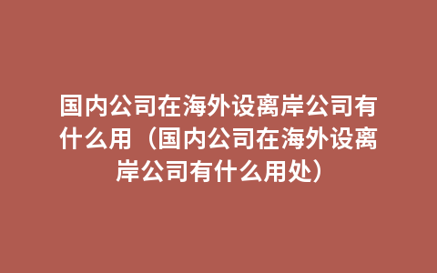 国内公司在海外设离岸公司有什么用（国内公司在海外设离岸公司有什么用处）