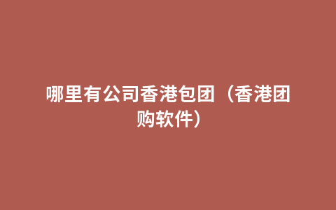 哪里有公司香港包团（香港团购软件）