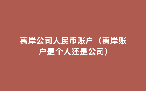 离岸公司人民币账户（离岸账户是个人还是公司）