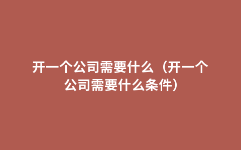 开一个公司需要什么（开一个公司需要什么条件）