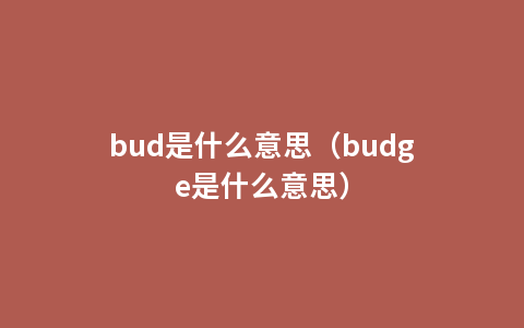 bud是什么意思（budge是什么意思）