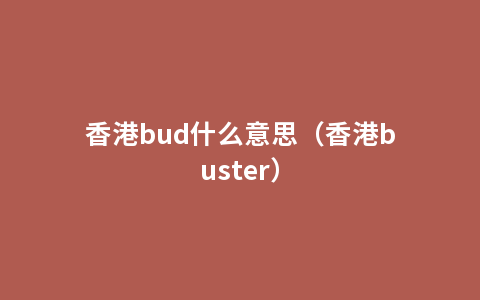香港bud什么意思（香港buster）