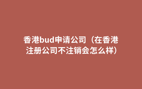 香港bud申请公司（在香港注册公司不注销会怎么样）