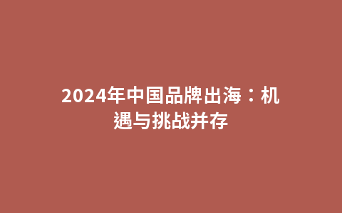 2024年中国品牌出海：机遇与挑战并存