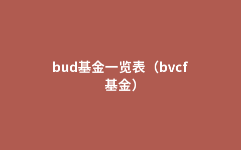 bud基金一览表（bvcf基金）