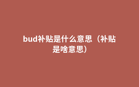 bud补贴是什么意思（补贴是啥意思）