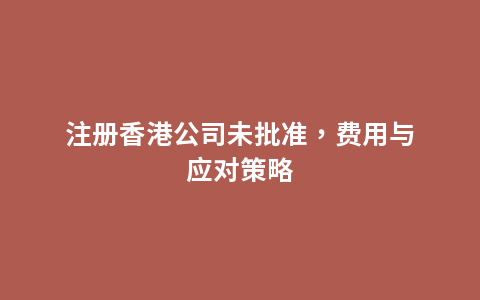 注册香港公司未批准，费用与应对策略