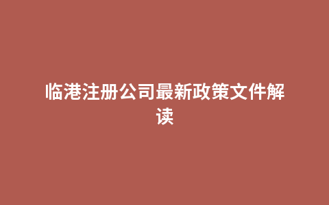 临港注册公司最新政策文件解读